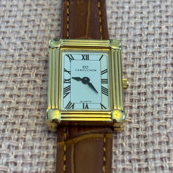 Vintage CABOUCHON Gold Tone Tank Watch - Collectors Item - Picture 2 of 9